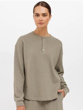 Brunette the Label Waffle Knit Boxy Henley